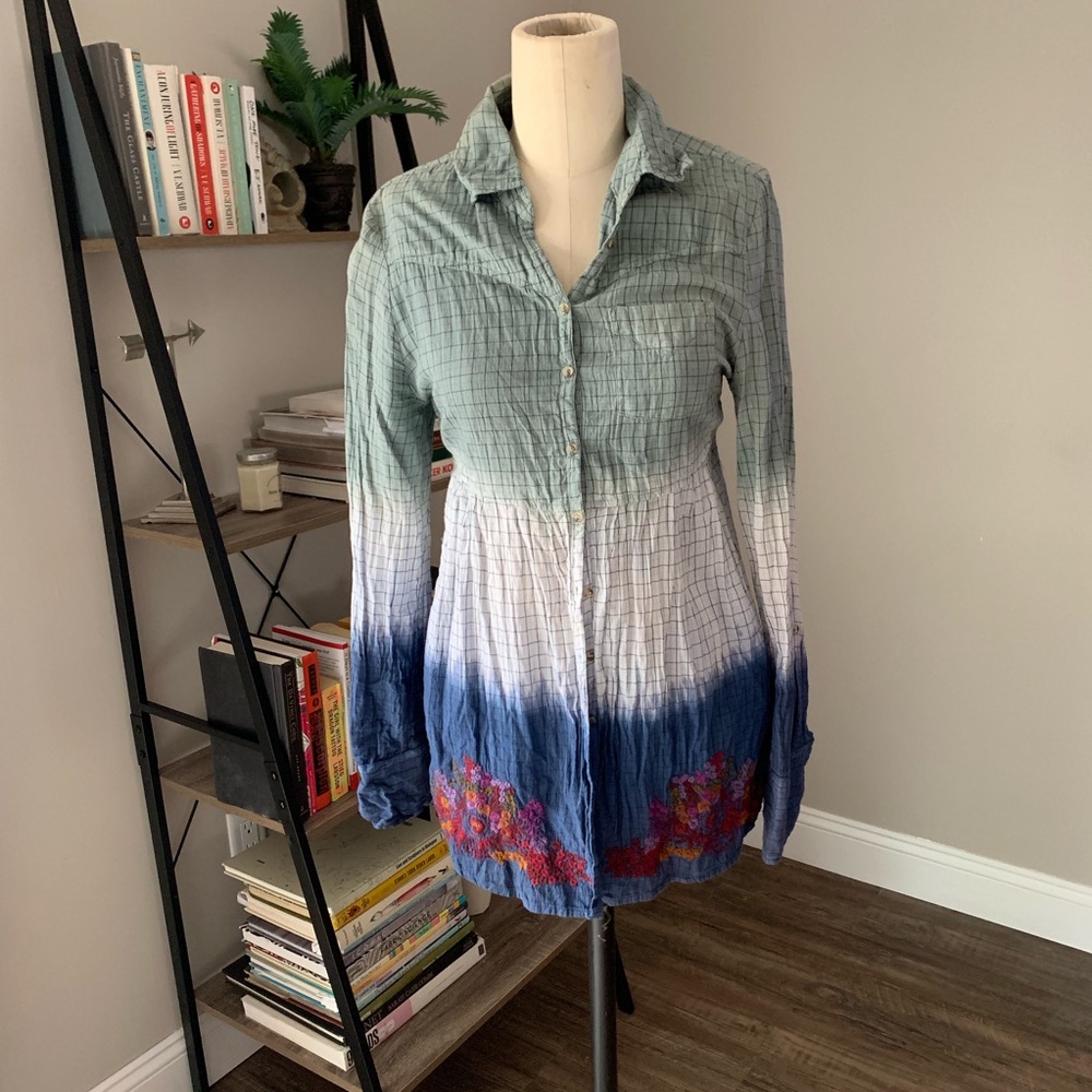 Vintage Havana Ombré Shirt with Embroidery